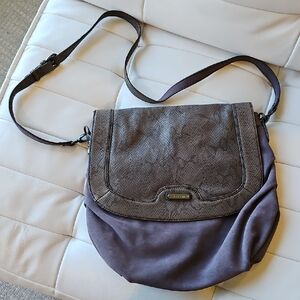 Corso Como Purple Suede And  Snakeskin Print Crossbody Bag